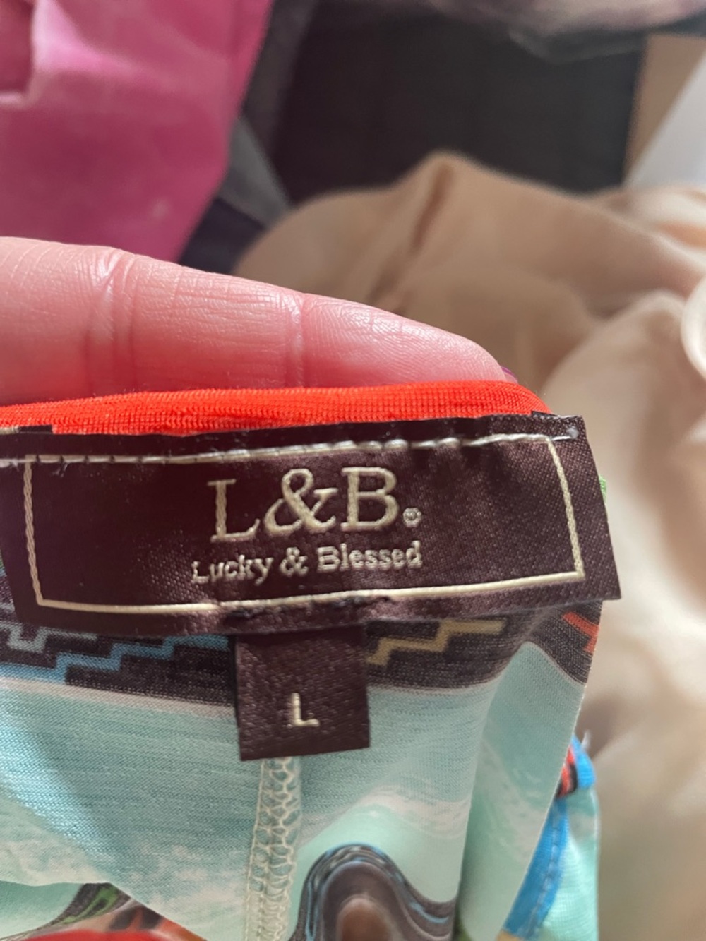 Lucky & Blessed Multicolor Striped Tunic - Teal, Red, Yellow, Brown, Blue - Picture 3 of 3